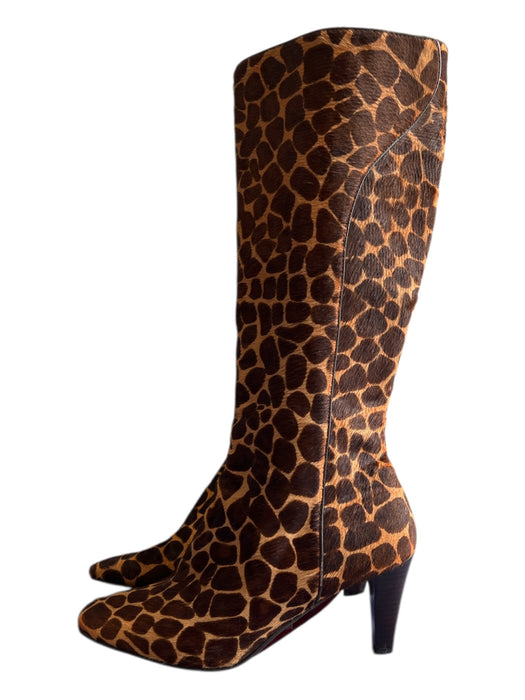 Lilly Pulitzer Shoe Size 7 Brown & Amber Leather Calf Hair Giraffe Boots Brown & Amber / 7