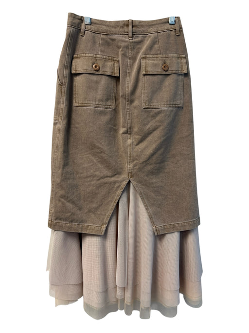 Le Superbe Size 0 Brown & Beige No Fabric Tag Mixed Material Zip Fly Tulle Skirt Brown & Beige / 0