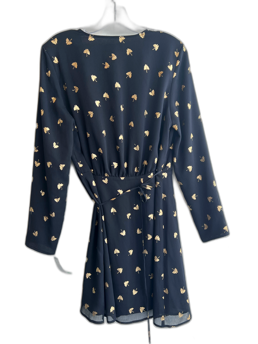 & Other Stories Size Small Navy blue & gold Polyester Leaf Applique Wrap Dress Navy blue & gold / Small
