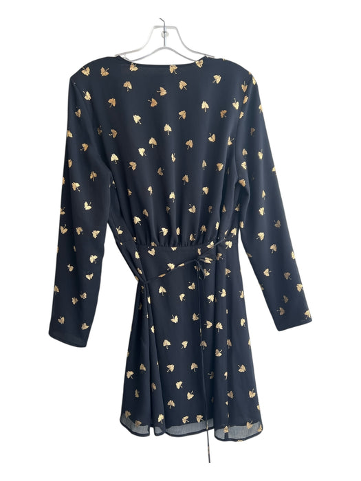& Other Stories Size Small Navy blue & gold Polyester Leaf Applique Wrap Dress Navy blue & gold / Small