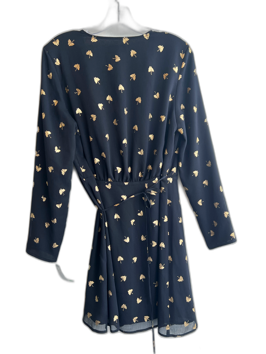 & Other Stories Size Small Navy blue & gold Polyester Leaf Applique Wrap Dress Navy blue & gold / Small