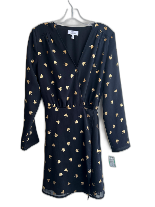 & Other Stories Size Small Navy blue & gold Polyester Leaf Applique Wrap Dress Navy blue & gold / Small
