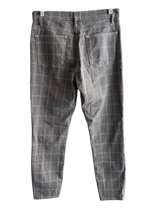 Frame Size 29 Gray, White & Red Cotton Blend Windowpane High Waisted Crop Pants Gray, White & Red / 29