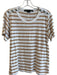 Veronica Beard Size L White & Orange Pima Cotton Round Neck Short Sleeve Top White & Orange / L