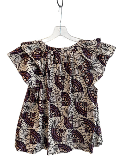 Ulla Johnson Size 6 Yellow & Purple Cotton  Accordion Pleat Abstract Top Yellow & Purple / 6
