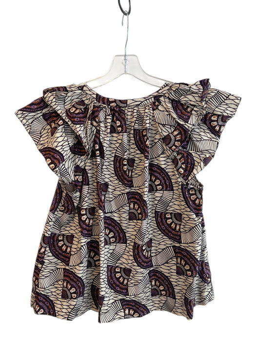 Ulla Johnson Size 6 Yellow & Purple Cotton  Accordion Pleat Abstract Top Yellow & Purple / 6