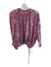 Rhode Size XS Purple Viscose V Neck 3/4 Sleeve Bird Print Drawstring Hem Top Purple / XS
