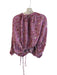 Rhode Size XS Purple Viscose V Neck 3/4 Sleeve Bird Print Drawstring Hem Top Purple / XS