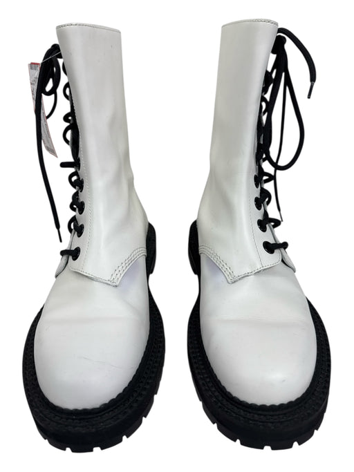 Burberry Shoe Size 38.5 White Rubber lace up Calf high Boots White / 38.5