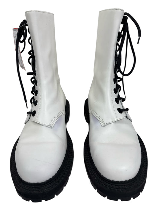Burberry Shoe Size 38.5 White Rubber lace up Calf high Boots White / 38.5