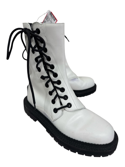 Burberry Shoe Size 38.5 White Rubber lace up Calf high Boots White / 38.5