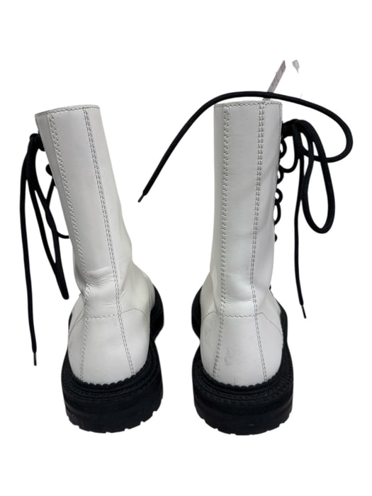 Burberry Shoe Size 38.5 White Rubber lace up Calf high Boots White / 38.5