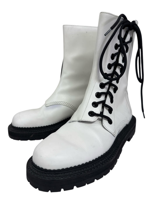 Burberry Shoe Size 38.5 White Rubber lace up Calf high Boots White / 38.5
