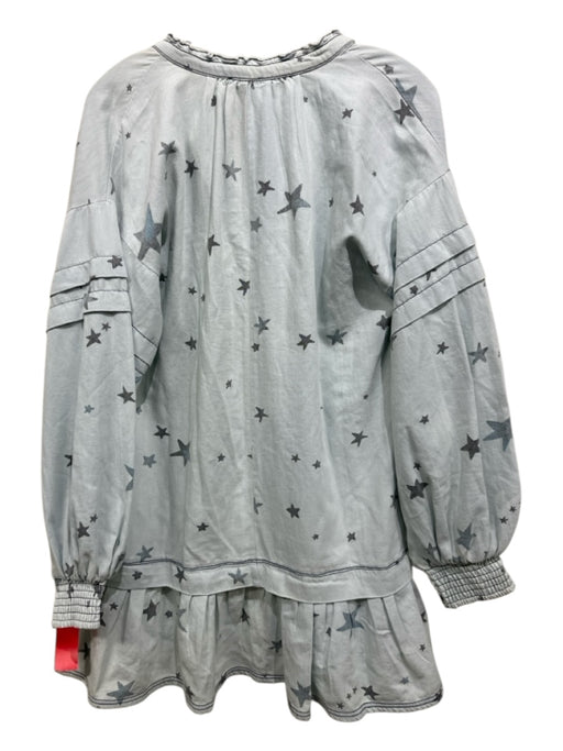 Pilcro Size S Light Blue & Gray Cotton Twill stars Button Down Above Knee Dress Light Blue & Gray / S