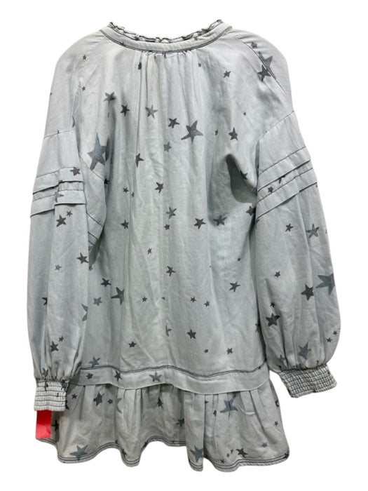 Pilcro Size S Light Blue & Gray Cotton Twill stars Button Down Above Knee Dress Light Blue & Gray / S