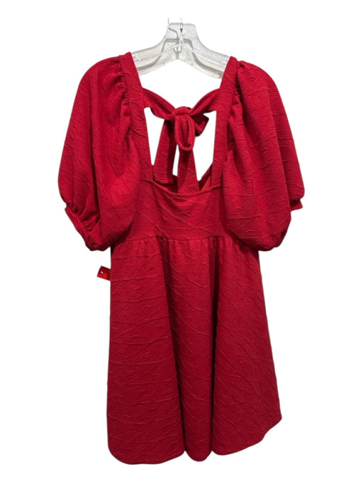 Free People Size M Red Polyester Blend Textured Tie Back Empire Waist Dress Red / M