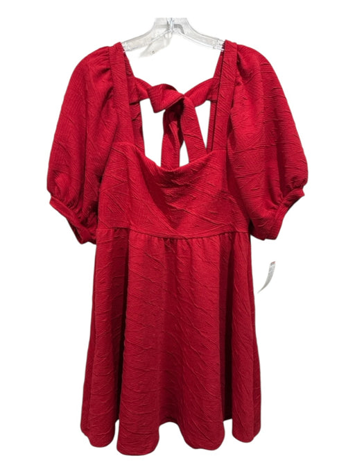 Free People Size M Red Polyester Blend Textured Tie Back Empire Waist Dress Red / M