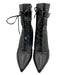 L'agence Shoe Size 8.5 Black Leather Buckle Detail lace up Block Heel Booties Black / 8.5