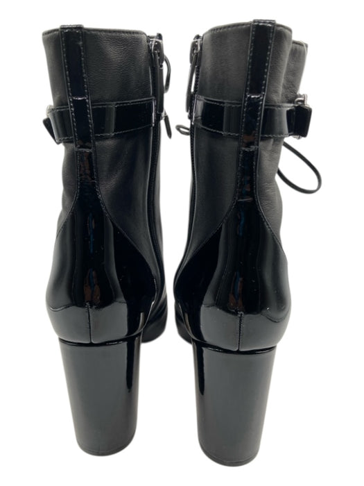 L'agence Shoe Size 8.5 Black Leather Buckle Detail lace up Block Heel Booties Black / 8.5