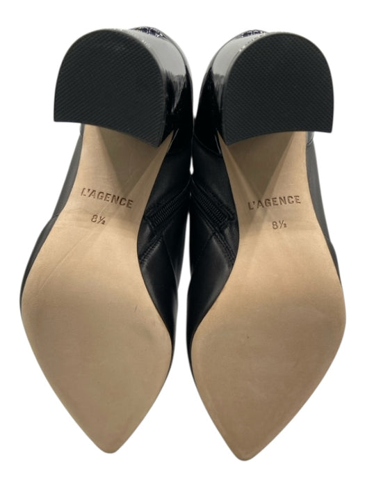 L'agence Shoe Size 8.5 Black Leather Buckle Detail lace up Block Heel Booties Black / 8.5