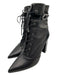 L'agence Shoe Size 8.5 Black Leather Buckle Detail lace up Block Heel Booties Black / 8.5