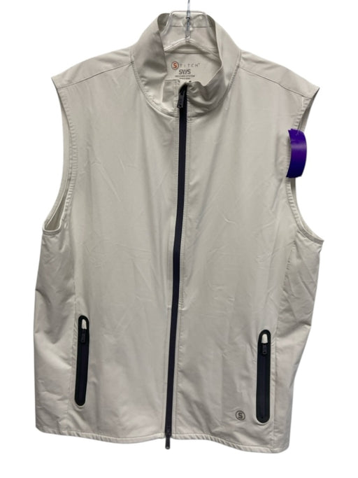 Stitch Size L White Synthetic Solid Vest Men's Jacket White / L