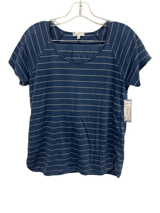 Lake Size M Blue & White Pima Cotton Pin Stripe Short Sleeve Short Set Blue & White / M