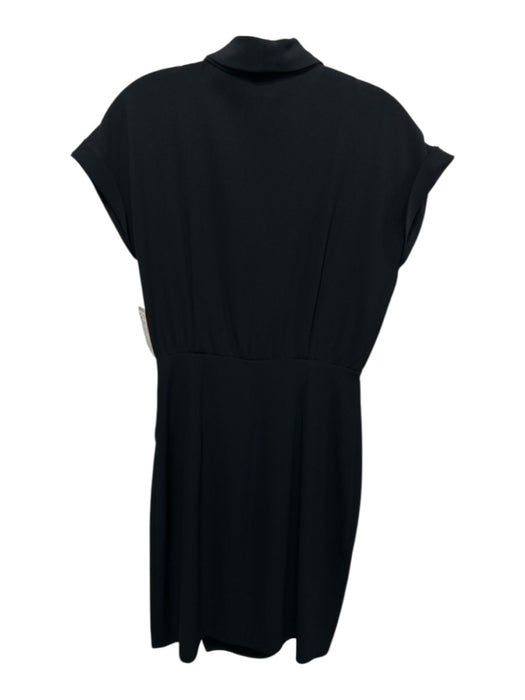 MM. Lafleur Size 2 Black Triacetate Cap Sleeve Surplice Waist Detail Wrap Dress Black / 2