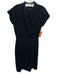 MM. Lafleur Size 2 Black Triacetate Cap Sleeve Surplice Waist Detail Wrap Dress Black / 2