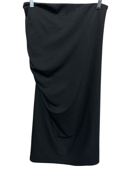 Anthropologie Size S/P Black Polyester Side Zip Side Ruching Side Slit Skirt Black / S/P