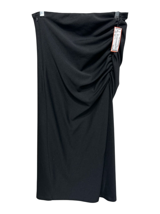Anthropologie Size S/P Black Polyester Side Zip Side Ruching Side Slit Skirt Black / S/P