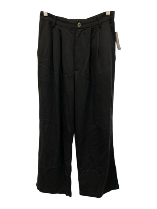 Reformation Size 6 Black Tencel Button & Zip Front Pleat Detail Wide Leg Pants Black / 6