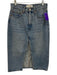 Denim Forum Size 27 Light Wash Cotton Button & Zip Front Front Slit Skirt Light Wash / 27