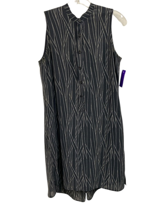 Billy Reid Size XS Gray & Beige Silk & Cotton V Neck Front Button Closure Dress Gray & Beige / XS