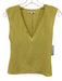 Reformation Size S Charteruse Yellow Polyester V Neck Sleeveless Crinkle Top Charteruse Yellow / S