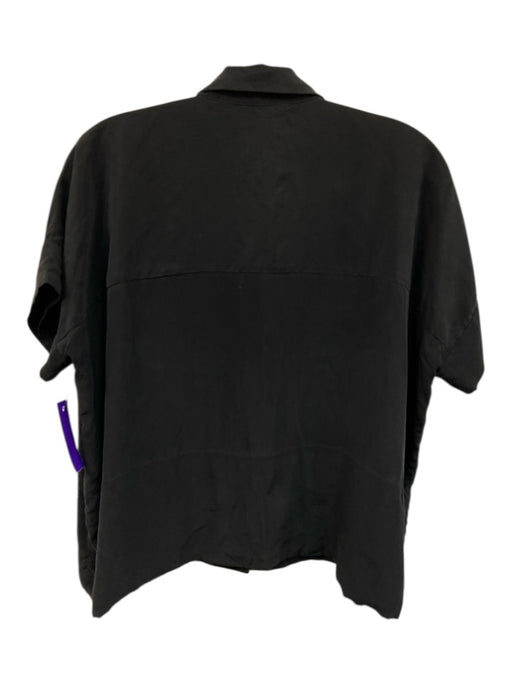 Everlane Size 2 Black Silk Collar Neck Button Down Short Sleeve Cropped Top Black / 2