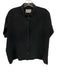 Everlane Size 2 Black Silk Collar Neck Button Down Short Sleeve Cropped Top Black / 2