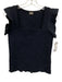 Scotch & Soda Size S Navy Blue Polyester Square Neck Ruffle Sleeve Detail Top Navy Blue / S