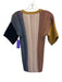 COS Size M Mauve, Cream, & Navy Blue Cotton Crew Neck Short Sleeve Ribbed Top Mauve, Cream, & Navy Blue / M