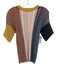 COS Size M Mauve, Cream, & Navy Blue Cotton Crew Neck Short Sleeve Ribbed Top Mauve, Cream, & Navy Blue / M