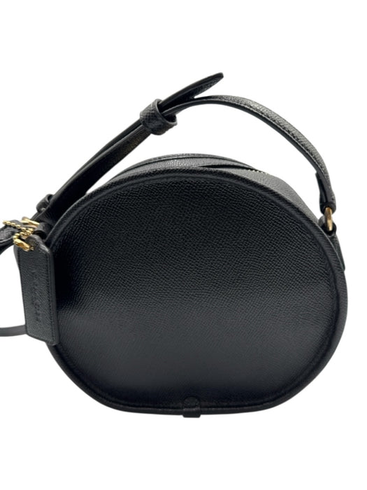 Coach Black & Gold Saffiano Leather Gold hardware Circle Crossbody Bag Black & Gold / XS/S