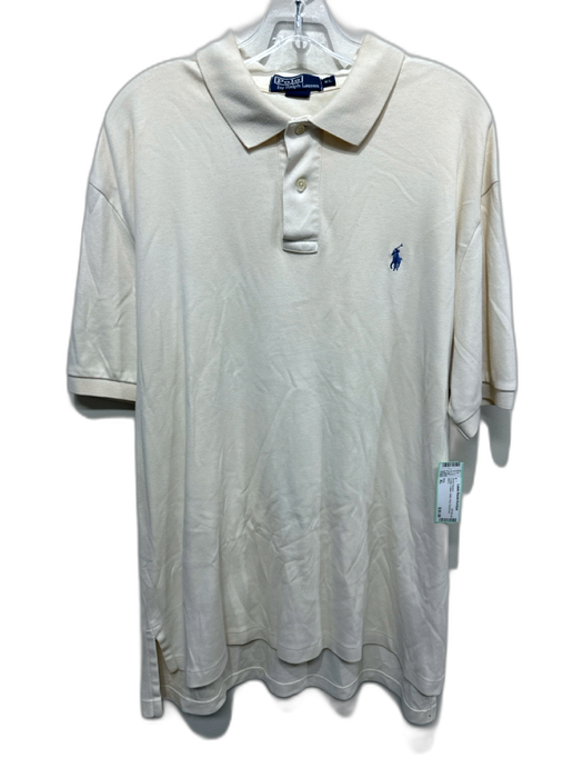 Polo Size XL Cream Cotton Solid Polo Men's Short Sleeve Cream / XL