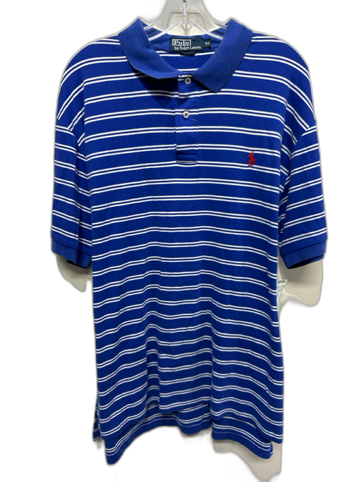 Polo Size XL Blue & White Cotton Striped Polo Men's Short Sleeve Blue & White / XL