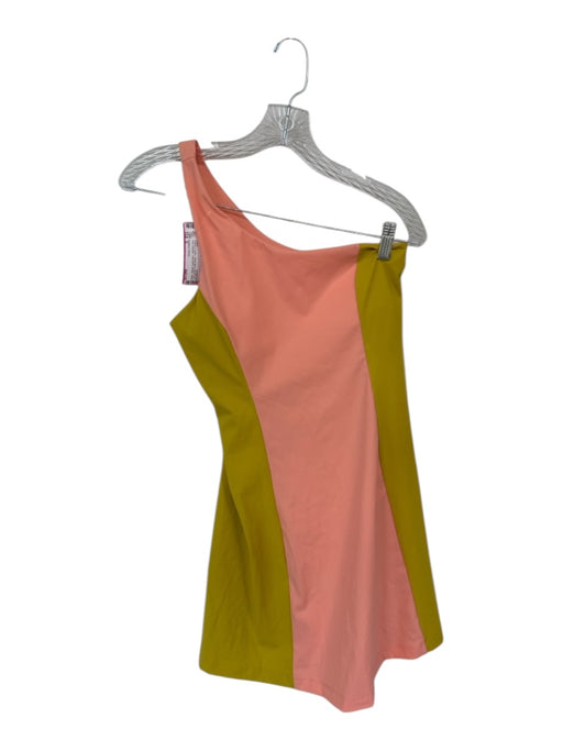 Outdoor Voices Size S Peach & Green Nylon Blend Built in bra One Shoulder Dress Peach & Green / S