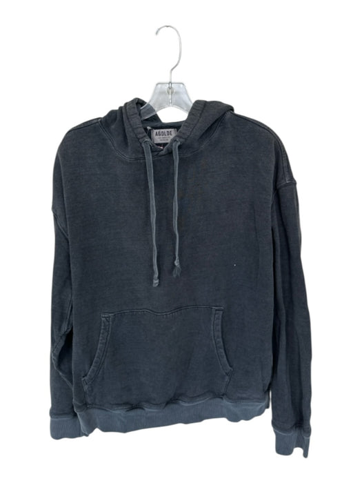 Agolde Size M Charcoal Cotton Long Sleeve Back Logo Athletic Hoodie Charcoal / M