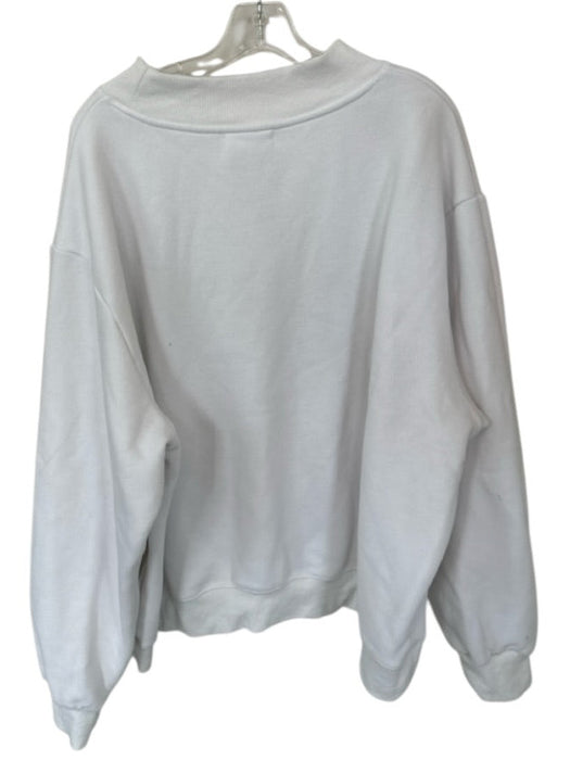 Parke Size XXL White & Navy Cotton Mock Neck Logo Athletic Sweatshirt White & Navy / XXL