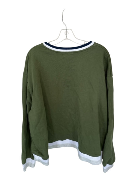 Parke Size XXL Green & Navy Cotton Long Sleeve Logo Fuzzy Athletic Sweatshirt Green & Navy / XXL