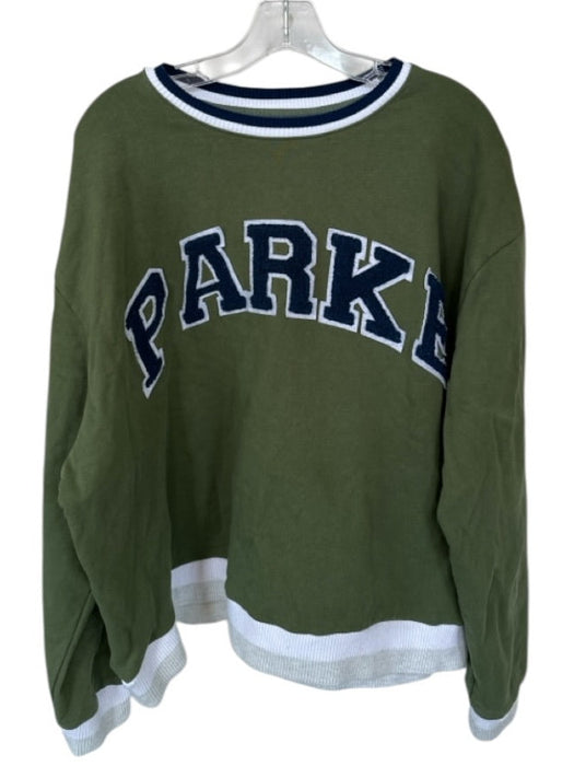 Parke Size XXL Green & Navy Cotton Long Sleeve Logo Fuzzy Athletic Sweatshirt Green & Navy / XXL