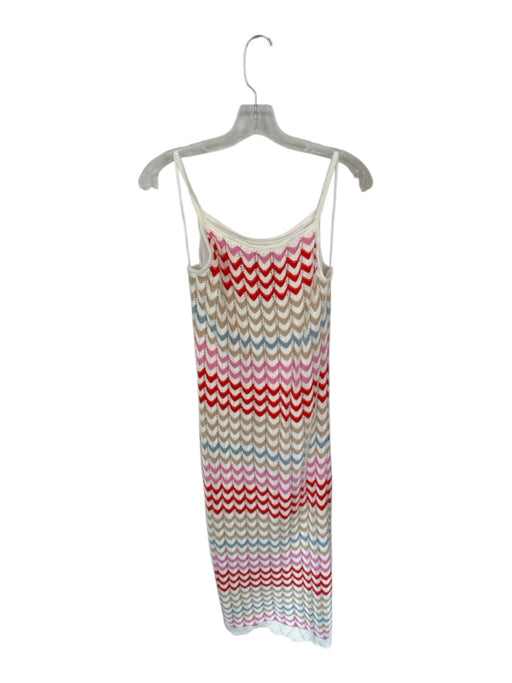 Rachel Zoe Size S Cream & Multi Cotton Spaghetti Strap Chevron Knit Maxi Dress Cream & Multi / S
