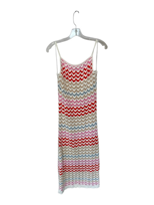 Rachel Zoe Size S Cream & Multi Cotton Spaghetti Strap Chevron Knit Maxi Dress Cream & Multi / S